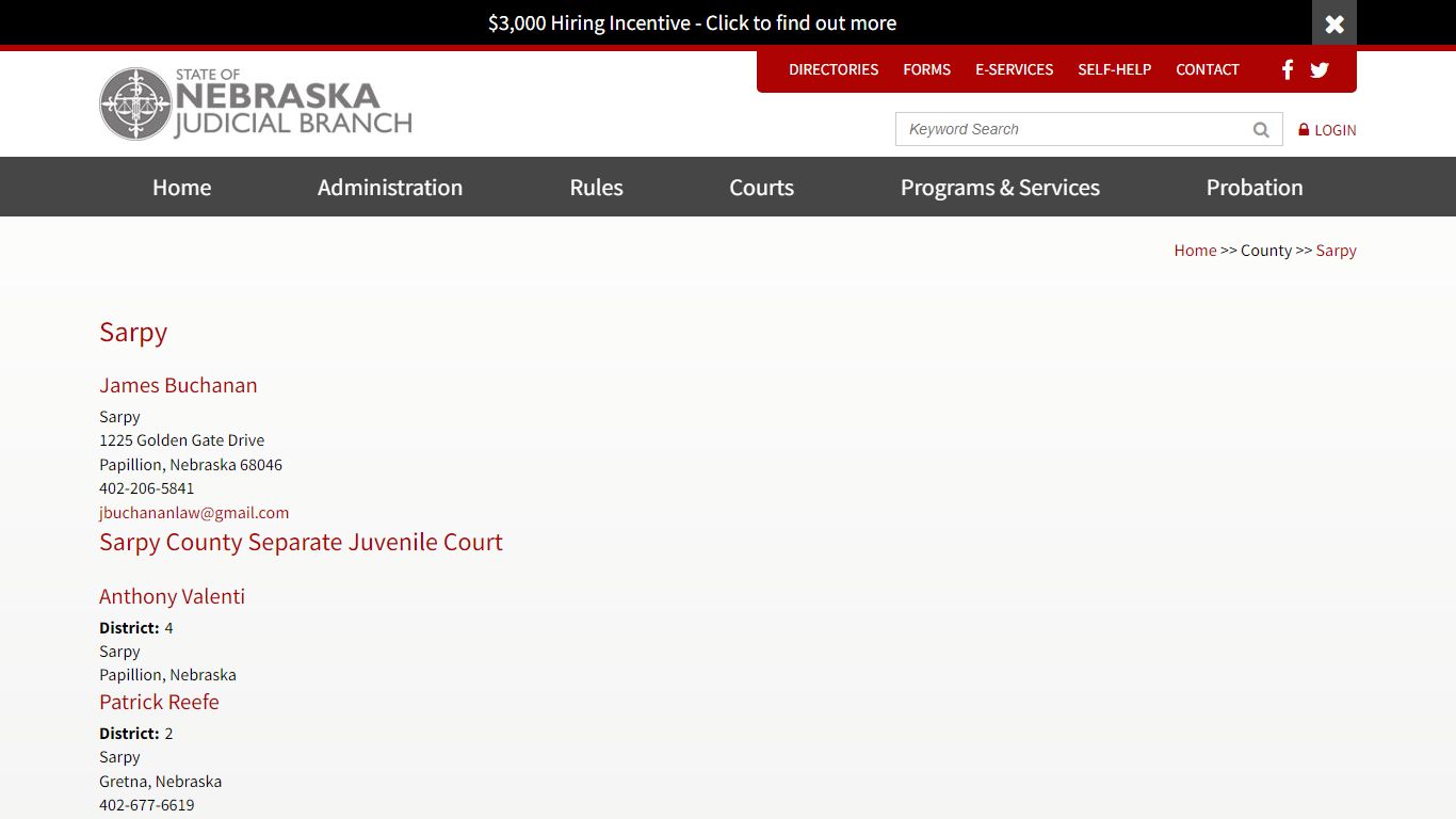 Sarpy | Nebraska Judicial Branch - Nebraska Supreme Court